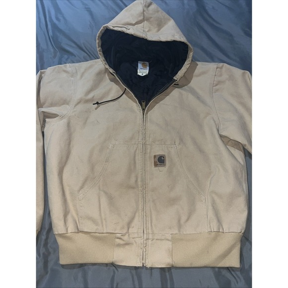 Carhartt Other - 1999 Carhartt J06 WET Hooded Quilted Lined Jacket Mens Size-Large Light Brown